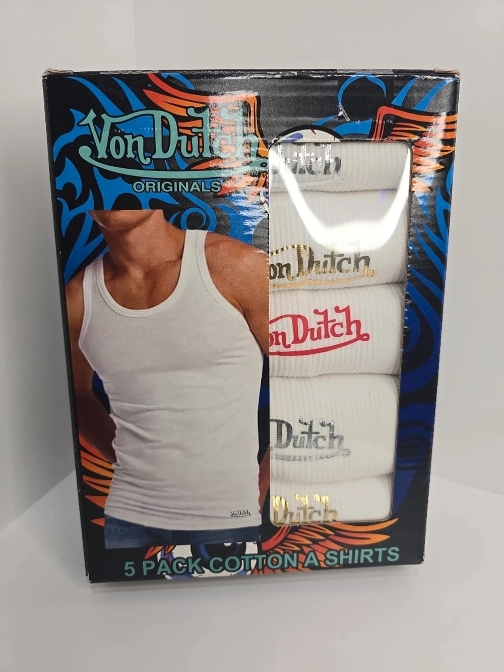 👉✨️ Von Dutch White Cotton Men's Ribbed Tank Tops 5-Pack